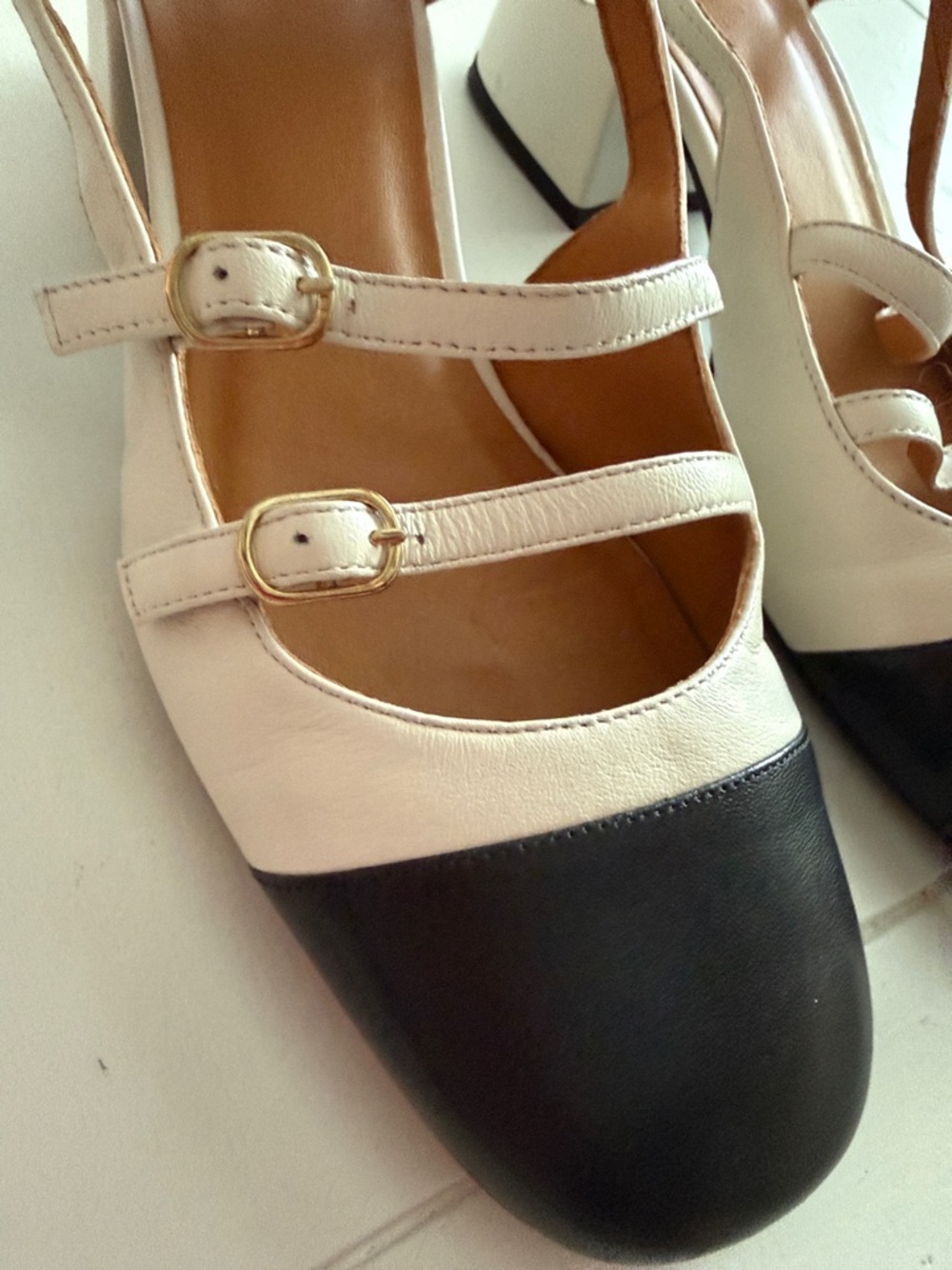Sézane Paula Babies 2” - Ecru & Black Leather (9) - Picture 9 of 9